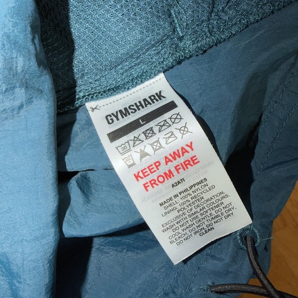 Gymshark Jacket Mens L Blue Hooded Lightweight Windbreaker Running Run Pockets - Picture 5 of 9